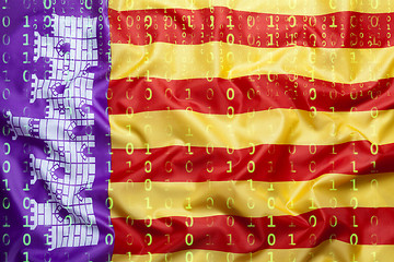 Image showing Binary code with Mallorca flag, data protection concept