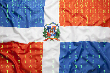 Image showing Binary code with Dominican Republic flag, data protection concep