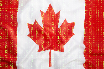 Image showing Binary code with Canada flag, data protection concept