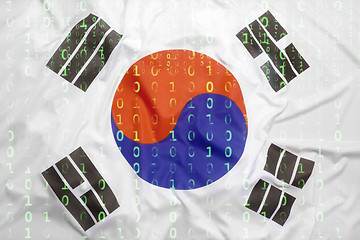 Image showing Binary code with South Korea flag, data protection concept