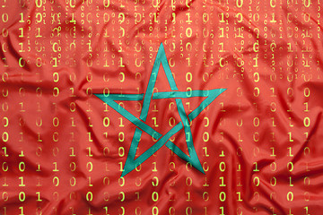 Image showing Binary code with Morocco flag, data protection concept