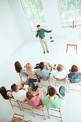 Image showing Speaker at Business Meeting in the conference hall.