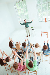 Image showing Speaker at Business Meeting in the conference hall.