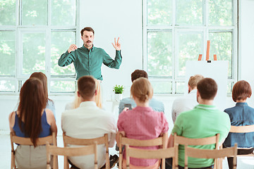 Image showing Speaker at Business Meeting in the conference hall.