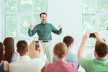 Image showing Speaker at Business Meeting in the conference hall.