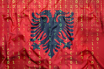 Image showing Binary code with Albania flag, data protection concept