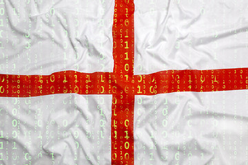 Image showing Binary code with England flag, data protection concept