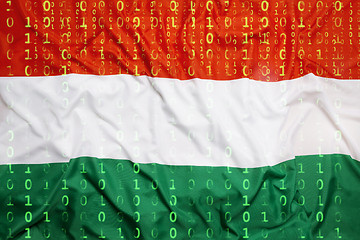 Image showing Binary code with Hungary flag, data protection concept