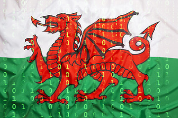 Image showing Binary code with Wales flag, data protection concept