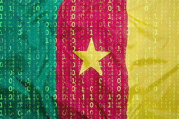 Image showing Binary code with Cameroon flag, data protection concept