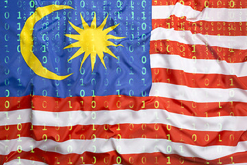 Image showing Binary code with Malaysia flag, data protection concept