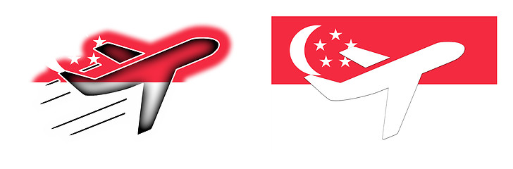 Image showing Nation flag - Airplane isolated - Singapore