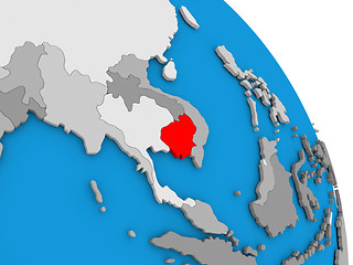 Image showing Cambodia on globe