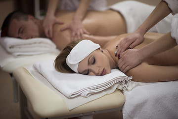 Image showing couple receiving a back massage