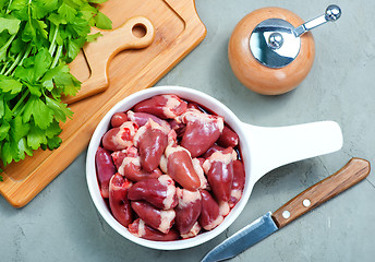 Image showing raw chicken hearts