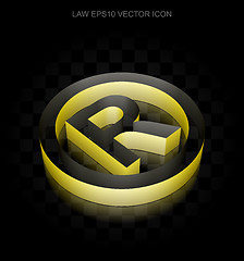 Image showing Law icon: Yellow 3d Registered made of paper, transparent shadow, EPS 10 vector.