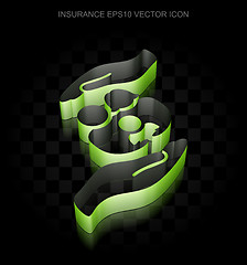 Image showing Insurance icon: Green 3d Family And Palm made of paper, transparent shadow, EPS 10 vector.