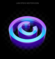 Image showing Law icon: 3d neon glowing Copyright made of glass, EPS 10 vector.