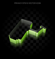 Image showing Security icon: Green 3d Cctv Camera made of paper, transparent shadow, EPS 10 vector.