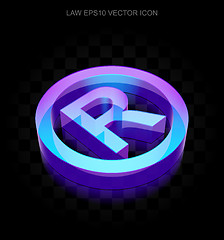 Image showing Law icon: 3d neon glowing Registered made of glass, EPS 10 vector.