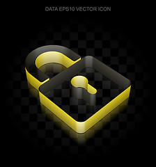 Image showing Information icon: Yellow 3d Closed Padlock made of paper, transparent shadow, EPS 10 vector.