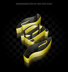 Image showing Insurance icon: Yellow 3d Car And Palm made of paper, transparent shadow, EPS 10 vector.