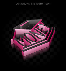 Image showing Money icon: Crimson 3d Money Box made of paper, transparent shadow, EPS 10 vector.