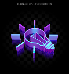 Image showing Business icon: 3d neon glowing Light Bulb made of glass, EPS 10 vector.