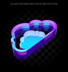 Image showing Cloud computing icon: 3d neon glowing Cloud made of glass, EPS 10 vector.