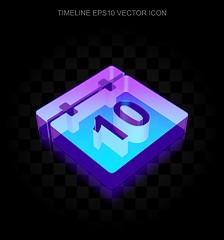 Image showing Timeline icon: 3d neon glowing Calendar made of glass, EPS 10 vector.