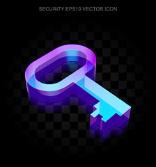 Image showing Protection icon: 3d neon glowing Key made of glass, EPS 10 vector.