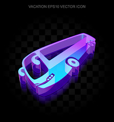 Image showing Travel icon: 3d neon glowing Bus made of glass, EPS 10 vector.