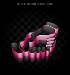 Image showing Business icon: Crimson 3d Handshake made of paper, transparent shadow, EPS 10 vector.