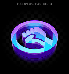 Image showing Politics icon: 3d neon glowing Uprising made of glass, EPS 10 vector.