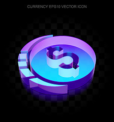 Image showing Banking icon: 3d neon glowing Dollar Coin made of glass, EPS 10 vector.