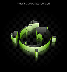 Image showing Timeline icon: Green 3d Alarm Clock made of paper, transparent shadow, EPS 10 vector.