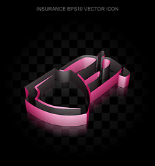 Image showing Insurance icon: Crimson 3d Car And Shield made of paper, transparent shadow, EPS 10 vector.