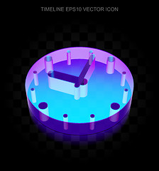 Image showing Timeline icon: 3d neon glowing Clock made of glass, EPS 10 vector.