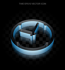 Image showing Timeline icon: Blue 3d Clock made of paper, transparent shadow, EPS 10 vector.