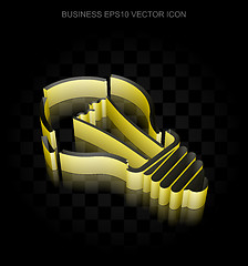 Image showing Business icon: Yellow 3d Light Bulb made of paper, transparent shadow, EPS 10 vector.