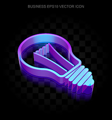 Image showing Business icon: 3d neon glowing Light Bulb made of glass, EPS 10 vector.