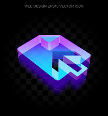 Image showing Web development icon: 3d neon glowing Upload made of glass, EPS 10 vector.
