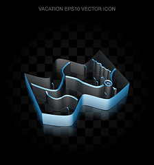 Image showing Travel icon: Blue 3d Map made of paper, transparent shadow, EPS 10 vector.