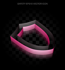 Image showing Protection icon: Crimson 3d Contoured Shield made of paper, transparent shadow, EPS 10 vector.