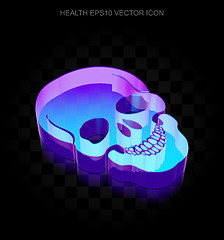 Image showing Healthcare icon: 3d neon glowing Scull made of glass, EPS 10 vector.