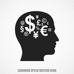 Image showing Education vector Head With Finance Symbol icon. Modern flat design.