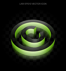 Image showing Law icon: Green 3d Copyright made of paper, transparent shadow, EPS 10 vector.