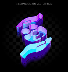 Image showing Insurance icon: 3d neon glowing Family And Palm made of glass, EPS 10 vector.