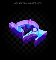Image showing Science icon: 3d neon glowing Microscope made of glass, EPS 10 vector.