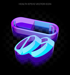 Image showing Healthcare icon: 3d neon glowing Pills made of glass, EPS 10 vector.